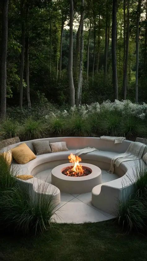 13 Inspiring Fire Pit Garden Ideas for Your Outdoor Space - TopReviewsAdviser Fire Pit Garden Ideas, Chiminea Fire Pit, Backyard Fire Pit Ideas, Fire Pit Garden, Contemporary Fire Pit, Sunken Fire Pits, Green Backyard, Backyard Fire Pit, Fire Pit Ideas