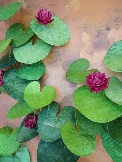 Anthropologie - DIY Lily Pads - lotus flowers Lily Pad Party Decorations, Diy Lily Pad, Lily Pad Decor, Paper Lily Pad, Valentine Craft Ideas, Anthropologie Display, Anthropologie Diy, Leaf Art Diy, Valentines Day Craft