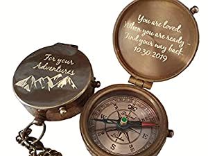 40 Gifts for sons - The best gift ideas for your son (and son-in-law too!) Personalized Compass Gift, Anniversay Gifts, Pocket Compass, Engraved Compass, Engraved Handwriting, Personalized Gifts For Men, Personalised Gifts For Him, Anniversary Gifts For Husband, Anniversary Gifts For Him