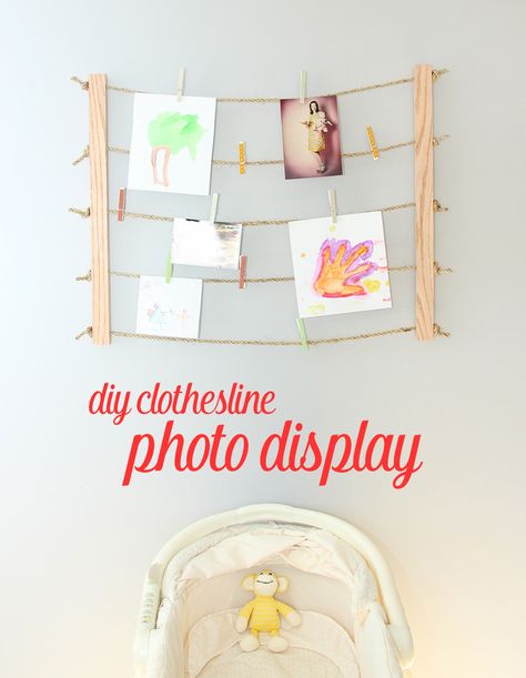 Clothesline Photo Display, Diy Clothesline, Display Kids Artwork, Clothesline Art, Classroom Art Display, Diy Photo Display, Displaying Kids Artwork, Art Display Kids, School Supplies Organization