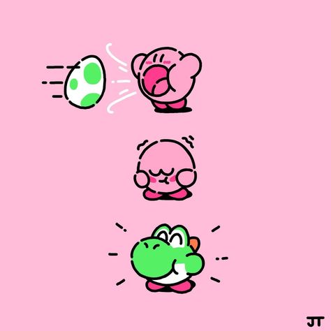 Pink Yoshi, James Turner, Evelynn League Of Legends, Kirby Memes, Gamers Anime, Cute Easy Doodles, Kirby Art, Nintendo Characters, Nintendo Art