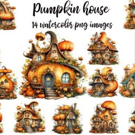 Pumpkin House Clipart Cottagecore Png, Pumpkin Cottage, Pumpkin Fairy House, Witch Hut, Pumpkin House, Animals Watercolor, House Clipart, Halloween Fairy, Pumpkin Clipart