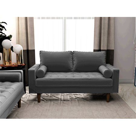 Sofa Mid Century, Mid Century Loveseat, Mid Century Modern Loveseat, Velvet Tufted Sofa, Square Sofa, Velvet Living Room, Velvet Loveseat, Modern Loveseat, Modern Upholstery