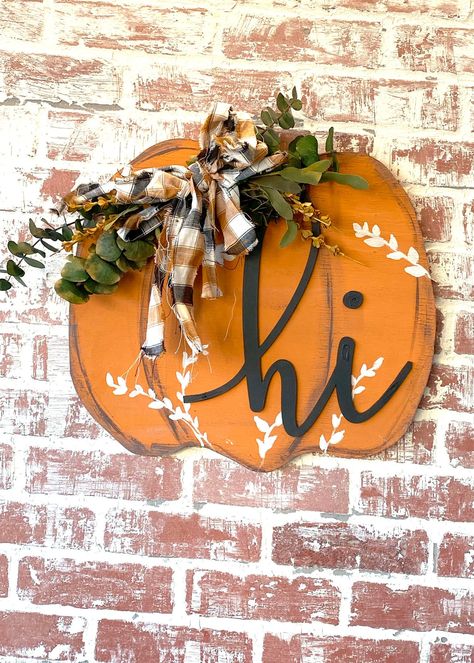 Fall Wood Crafts, Porch Pumpkins, Dollar Tree Fall, Hello Sign, Fall Sign, Pumpkin Centerpieces, Pumpkin Decor, Fall Decorations Porch, Porch Sign