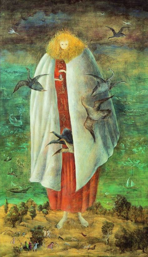 Leonora Carrington. The giantess (the Guardian of the egg) Leonora Carrington Art, Leonora Carrington, Mexican Artists, The Egg, Surreal Art, Female Artists, The Guardian, Art History, Collage Art