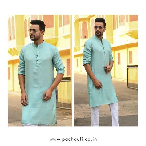 Pure Silk kurta, wardrobe classics by Pachouli in solid sea green colour, A must have for the upcoming festive season. Pair with crisp white pajamas. Add a stole or bundi to complete the look. Sea Green Colour, Sea Green Color, Long Kurta, White Pajamas, Silk Kurta, Green Colour, Sea Green, Festive Season, Pure Silk