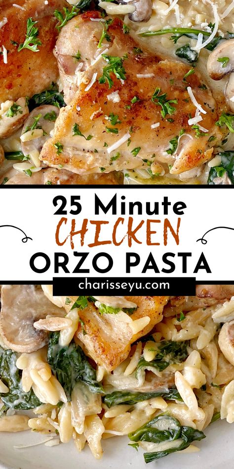 Dishes With Orzo Pasta, Healthy Orzo Meals, Chicken Orzo Pasta Recipes, Chicken And Orzo Recipes Healthy, Chicken Thighs And Orzo Recipes, Orzo Pasta Recipes Dinners, Chicken With Orzo Recipes, Recipes With Orzo Pasta, Chicken Thigh Orzo