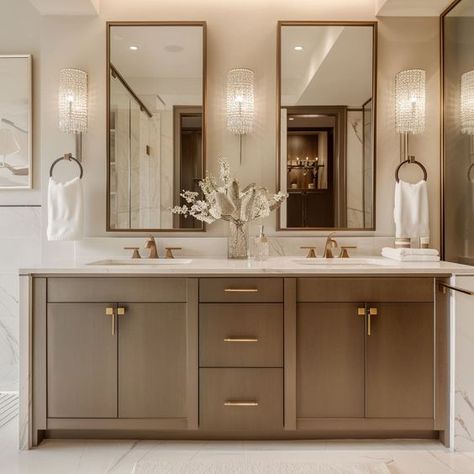 This luxurious hygiene suite features a double vanity with ample storage, combining functionality with elegance Double Ensuite Bathroom Ideas, Vanity Next To Toilet, Luxury Master Bath Design Ideas, Luxury Bathroom Design Ideas, Master Bathrooms 2024 Trends Farmhouse, Luxury Vanity Ideas Bathroom, Luxury Bathroom Ideas Master Suite, Toilet Classic, Ensuite Bathroom Ideas Master Bedrooms