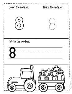 Numbers Fall Preschool Worksheets 8 Harvest Preschool, Fall Preschool Worksheets, Seasons Preschool, Pre K Worksheets, Fall Worksheets, Free Printable Numbers, Counting For Kids, Preschool Math Worksheets, Printable Preschool Worksheets