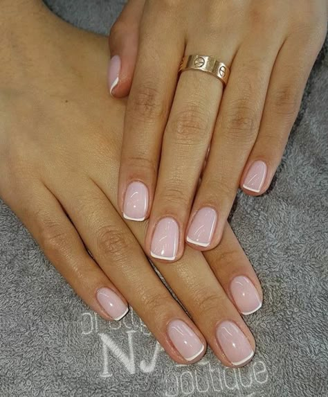 Gel French Tips, French Tip Gel Nails, Engagement Nails, Natural Nails Manicure, Gel Nails French, French Pedicure, Gel French Manicure, Manicure Colors, French Manicure Nails