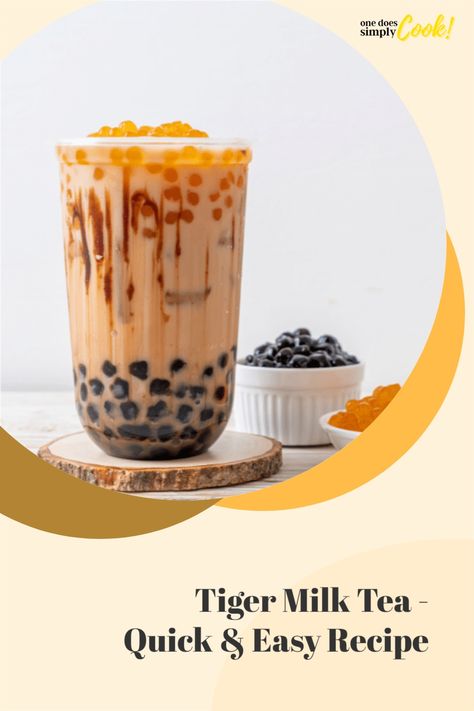 Tiger milk tea or brown sugar milk tea is super easy to make! You only need a few ingredients and simple steps to prepare this wonderful beverage! Tiger Bubble Tea, Tiger Milk Tea Recipe, Tiger Milk Tea, Brown Sugar Milk Tea, Milk Tea Recipe, Brown Sugar Milk, Make Brown Sugar, Milk Tea Recipes, Brown Sugar Syrup