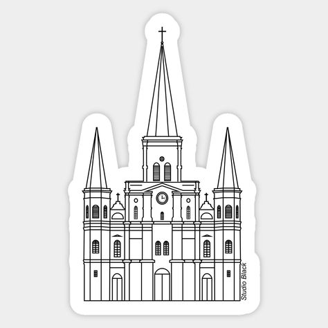 New Orleans St. Louis Cathedral Minimalist Black Outline -- Choose from our vast selection of stickers to match with your favorite design to make the perfect customized sticker/decal. Perfect to put on water bottles, laptops, hard hats, and car windows. Everything from favorite TV show stickers to funny stickers. For men, women, boys, and girls. Cathedral Painting, St Louis Cathedral New Orleans, St Andrews Cathedral, Cathedral Tattoo, St Louis Cathedral, New Orleans Art, Grand Rapids Mi, Grand Rapids, Car Window