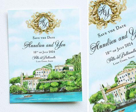 Villa Del Balbianello, Italy Destination Wedding, Illustrated Wedding Invitations, Wedding Graphics, Type Artwork, Como Wedding, Italy Landscape, Lake Como Wedding, Destination Wedding Locations