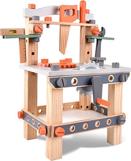 Play Tool Bench, Construction Pretend Play, Educational Toys And Games, Tool Bench For Kids, Workshop Workbench, Kids Tool Bench, Kids Workbench, Construction Play, Wooden Toys For Toddlers