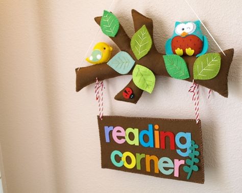 reading corner sign Organizing Kids Rooms, Reading Corner Ideas, Reading Corner Classroom, Literacy Specialist, Nursery Wedding, Owl Theme Classroom, Owl Classroom, Tree Story, Corner Ideas