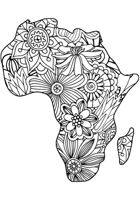 Africa Coloring Pages, Printable Christmas Coloring Pages, African Colors, Flag Coloring Pages, Tree Coloring Page, Pattern Coloring Pages, Adult Colouring Pages, Dog Coloring Page, Adult Coloring Book Pages