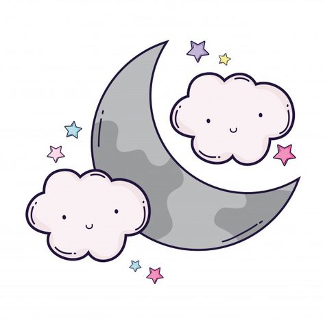 Dibujos animados de la nube y la luna Ve... | Premium Vector #Freepik #vector #vintage #amor #luz #nube Sweet Moon, Best Hair Dye, Graffiti Characters, Kids Fabric, Mini Drawings, Pajama Party, Craft Activities, Drawing For Kids, Premium Vector