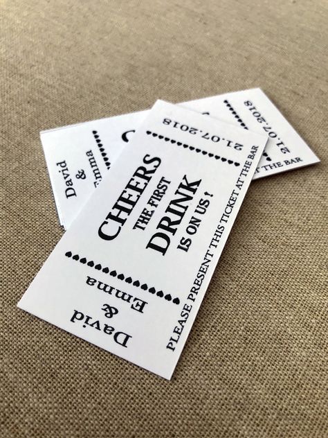 Personalised Wedding Drink Tickets - White Craft Coupon - Cheers Party Bar Christening - Card Vintage Custom Chic Rustic Voucher by GreatestDayEvents on Etsy https://www.etsy.com/uk/listing/591763289/personalised-wedding-drink-tickets-white Beer Wedding Ideas, Dance Branding, Menu Booklet, Wedding Drink Tickets, Plant Life Cycle Worksheet, Magnet Invitations, Wedding Rehearsal Dinner Ideas, Drink Tickets, Free Wedding Templates