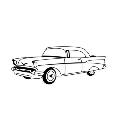 Cartoon Car Tattoos, Tiny Car Tattoo Ideas, Drawings Of Old Cars, Girly Car Tattoo, Old Cars Tattoo, 55 Chevy Tattoo, Vintage Car Outline, Vintage Car Tattoo Simple, Retro Cars Drawing