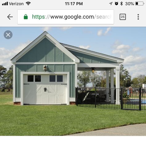 Shed Covered Porch, Garage With Rv Carport, Backyard Garage And Patio, Pool House Garage Combo, Detached Garage Pool House, Garage Pool House, Carport Design, Pool House Shed, Garage Designs