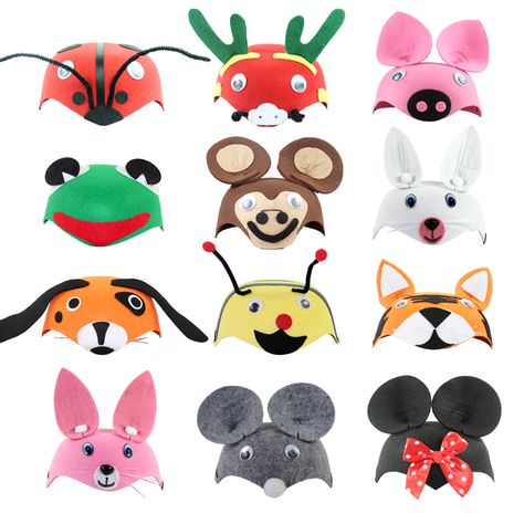 Animal Cartoon Party Hat for Child Birthday Party Wedding Christmas Headdress Headwear Costume Cloth Non-woven for Kids Animal Headdress, Kids Animal Hats, Christmas Headdress, Kids Party Hats, Gift Costume, Weaving For Kids, Kids Carnival, Children Boy, Children's Day Gift