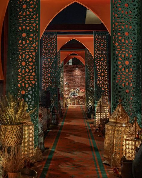 Nishchay Gandhi | Welcome to Bazaar: Where Marrakesh’s vibrant markets blend intricate arches with spice-filled stalls, offering an enriching… | Instagram Islamic Wedding Ideas Decor, Arabic Theme Decor, Turkish Theme Decor, Sufi Theme Decor, Sufi Night Decor, Arch Passage, Wedding Entry Decor, Moroccan Theme Decor, Bazaar Design