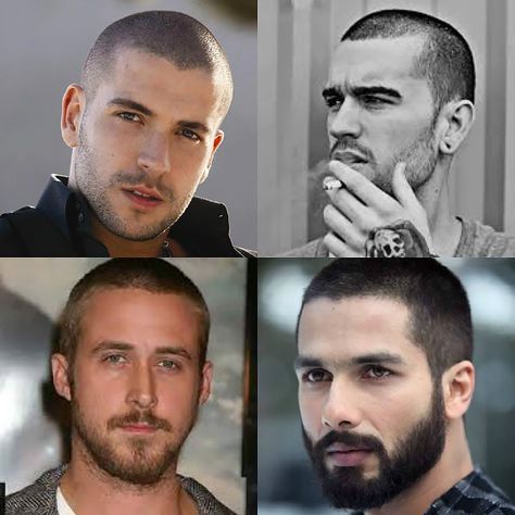 Buzz Cut Men Hairline, Shaved Head Styles, Mens Haircuts Receding Hairline, Haircuts For Receding Hairline, Buzz Cut With Beard, Haircuts For Balding Men, Hairstyles For Receding Hairline, Buzz Cut Hairstyles, Receding Hair Styles