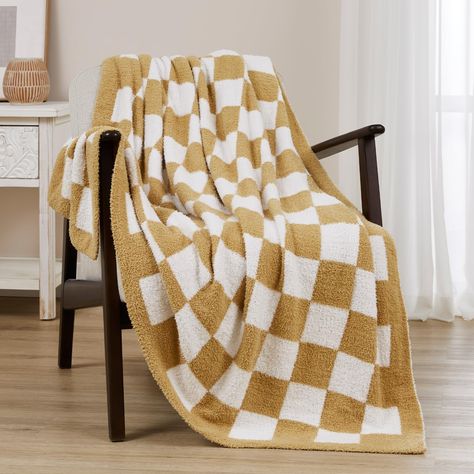 PRICES MAY VARY. Checkerboard Design: Designed with a exquisite plaid pattern. Checkered Blankets give a cozy feel and modern look. It is ultra-soft and comfortable, and can easily blend in with your existing home decoration, adding an extra touch of elegance to your room. Fluffy and Warm: Our checkered throw blanket is made of premium microfiber feather yarn on both sides, greatly increasing the loft and softness of the blanket, which is suitable for all seasons.The soft throw blankets are stur Throw Blanket On Chair, Checker Blanket, Checkered Blanket, Blankets For Couch, Feather Yarn, Christmas Basket, Bed Chair, Soft Throw Blanket, Sofa Couch Bed