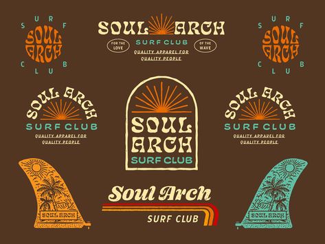 Soul Arch Surf Club by Patrick Carter on Dribbble Surf Club Logo, Surf Shop Logos, Surf Logos, Surf Cafe, Surf Store, Costal Cowgirl, Branded Mirrors, Surf Logo, Surf Club