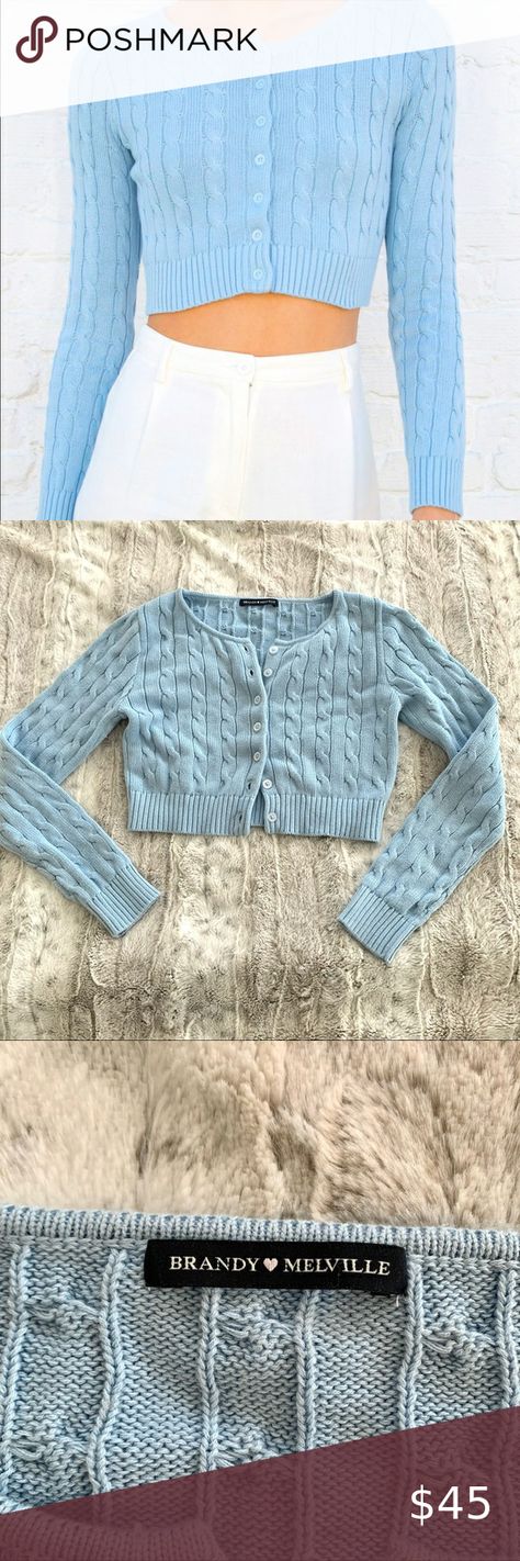 Brandy Melville Athelia Cable Knit Crop Sweater Cotton Cable Knit Sweater, Cardigan Style, Crop Sweater, Cardigan Fashion, Knit Crop, Cable Knit Sweater, Cropped Sweater, Up Styles, Sweater Shop