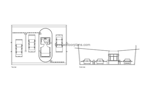 Security Checkpoint Guard House - Free CAD Drawings Guard House Floor Plan, Checkpoint Design, Security Checkpoint, Pool Houses Plans, House Plans Design, Floor Plans House, One Storey House, Guard House, Swimming Pool House