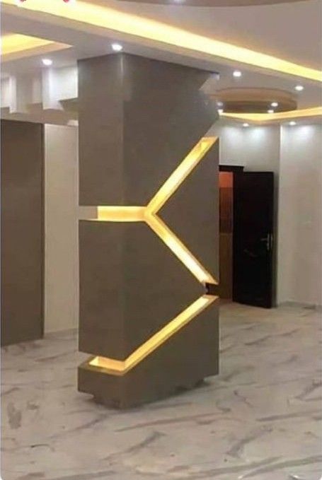 Column Design Interior Modern, Piller Design Ideas Modern, Column Design Modern, Column Design Interior, Pillar Design Interior, Column Decoration Ideas, Interior Pillars, Column Cladding, Modern Column