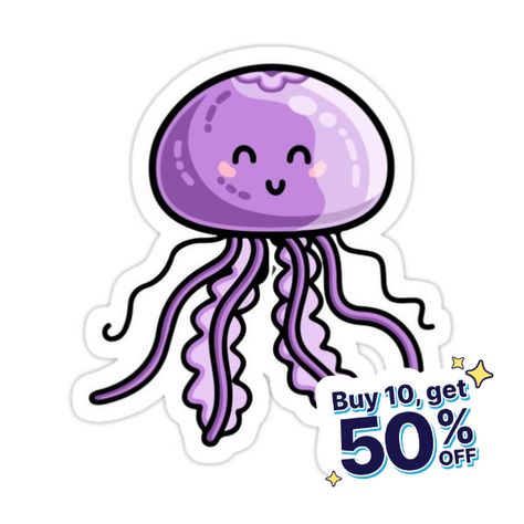 Decorate laptops, Hydro Flasks, cars and more with removable kiss-cut, vinyl decal stickers. Glossy, matte, and transparent options in various sizes. Super durable and water-resistant. purple jellyfish Cute Jellyfish Drawing, Kawaii Jellyfish, Jellyfish Sticker, Purple Jellyfish, Cute Jellyfish, Drawing Kawaii, Jellyfish Drawing, Class Theme, Cute Kawaii Drawings