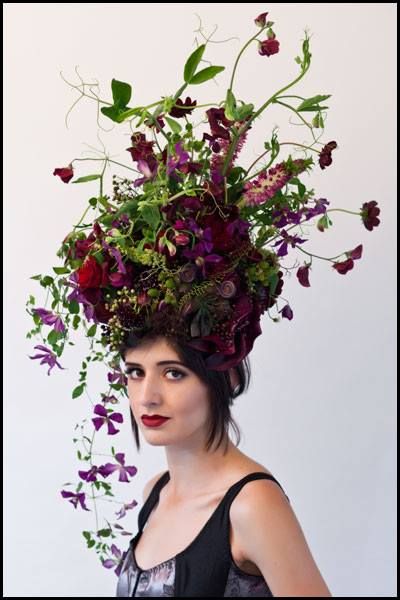 Francoise Weeks, Fantasy Shoot, Pelo Editorial, Floral Fascinators, Floral Headdress, Sheep Shearing, Flower Headdress, Floral Hat, Flower Inspiration