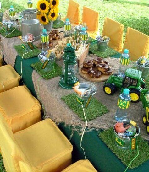 Tractor Party Ideas, Tractor Birthday Party Theme, Baby First Birthday Party Ideas, John Deere Tractor Party, John Deere Birthday Party, John Deere Party, Deer Party, John Deere Birthday, First Birthday Party Ideas