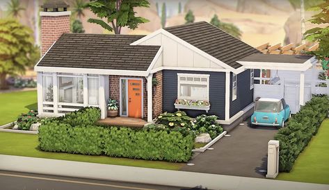 Sims 4 Base Game House Exterior, Sims 4 Base Game Starter House, Sims 4 Bungalow, Sims 4 Base Game Tiny House, Sims 4 Small House Base Game, Scandinavian Tiny House, Windenburg House, Sims4 Houses, Sims4 Builds