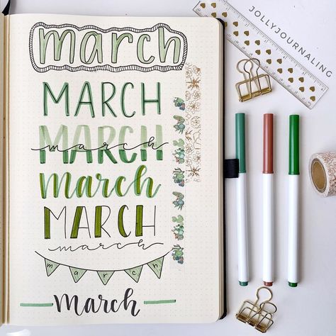 Hannah | Bullet Journal on Instagram: “Happy Thursday 🤗 today I wanted to share with you my march header ideas !! 🌵” Calendar Writing Ideas, March Calendar Doodles, March Dot Journal Ideas, March Whiteboard Calendar Ideas, March Whiteboard Ideas, March Planner Ideas, March Header, Journal Ideas March, March Journal Ideas