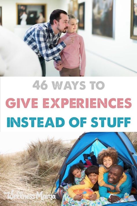 During the holidays, it's customary to give gifts to family and friends. However, I've found it better to give experiences instead of gifts to our children. Experiences Instead Of Gifts, Bday Gifts For Him, Surprise Gifts For Him, Thoughtful Gifts For Him, Wellness Mama, Romantic Gifts For Him, Diy Gifts For Him, Diy Gifts For Kids, Relationship Gifts