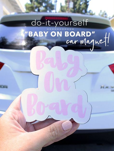 You don't want to miss this DIY "Baby on Board" Car Magnet! Car Decal With Cricut, Diy Car Magnet Decal, Cricut Magnets How To Make, Make Magnets With Cricut, Diy Car Magnet, Car Cricut Ideas, Making Magnets With Cricut, Diy Magnets With Cricut, How To Make Magnets With Cricut