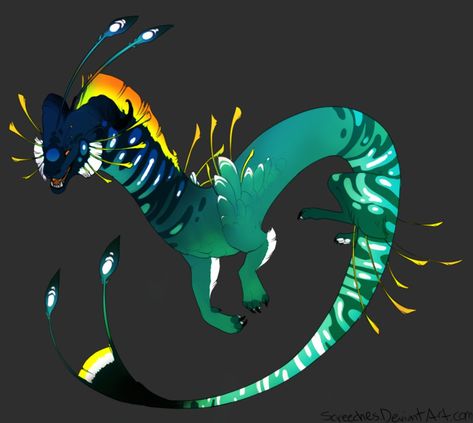 TROPICAL DRAGON AUCTION (closed) by Screeches on DeviantArt Tropical Dragon, Fish Dragon, Monster Artwork, Fantasy Beasts, Creature Drawings, Monster Concept Art, Alien Concept Art, Dragon Drawing, Fantasy Creatures Art