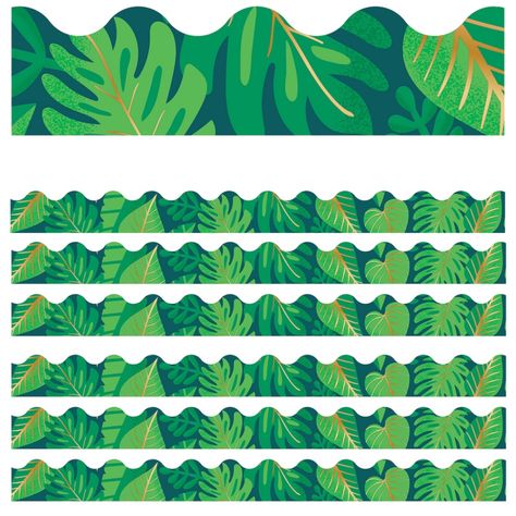 Bulletin Boarders, Page Boarders, Plants Classroom, Bulletin Borders, Classroom Rug, Carson Dellosa, Scalloped Border, Leaf Border, Jungle Birthday