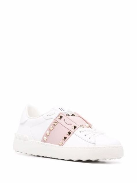 Shop Valentino Garavani Open low-top slip-on sneakers with Express Delivery - FARFETCH Sneakers For Women, Balenciaga Triple S, Designer Sneakers, Nike Air Force 1, Pink Leather, Slip On Sneakers, Air Force 1, Valentino Garavani, Nike Air Force