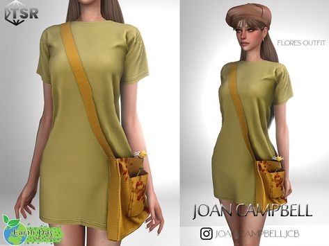 The Sims Resource - Flores Outfit Cc Dress, Sims 4 Male Clothes, Cc Sims4, Sims Clothes, Sims 4 Expansions, Free Sims, Sims 4 Gameplay, Denim Midi Dress, Sims 1