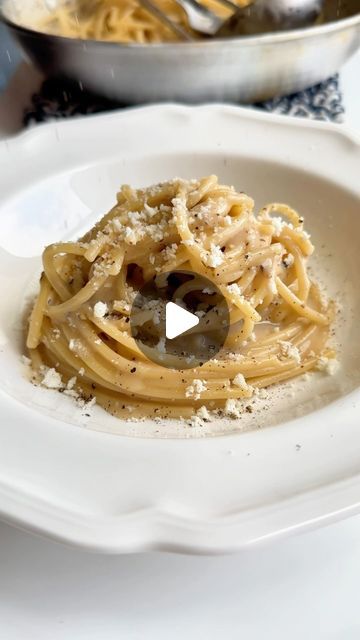 Giovanni Siracusa on Instagram: "🇮🇹Cacio e Pepe🍝 

**Ingredients for 2:**
🍝7 oz spaghetti 
🧀100g freshly grated Pecorino Romano
🖤Crushed black peppercorns 

👨‍🍳**Directions:**
Pasta Time: Add pasta to boiling water. Cook until al dente.💧

Large Skillet: Toast crushed black peppercorns in a skillet. About 1 min. Add a scoop of pasta water to the skillet. Then, toss in the al dente pasta. 🔥

Mix it up: Off the heat, mix in the Pecorino. Add more pasta water if needed for creaminess.Stir vigorously to create that dreamy creamy sauce.🍝

Serve: Top it off with extra Pecorino and a sprinkle of black pepper.🧀🖤

Buon Appetito! 🇮🇹

#cacioepepe #cacio #spaghetti #pasta #pastapasta #pastalovers #romefood #romanfood #italianfood #italianpasta #pastarecipe #italiandinner #dinnerideas #di Roman Food, Rome Food, Pasta Italiana, Pasta Water, Pecorino Romano, Italian Dinner, Spaghetti Pasta, Italian Pasta, Creamy Sauce