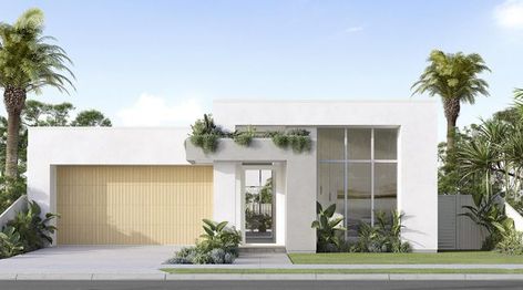 Single Story Luxury Homes, Modern Coastal Home Exterior Single Story, Single Story House Facade, Single Storey Facade, Stylemaster Homes, Modern Coastal Home Exterior, Dubai Townhouse, Palm Springs Exterior, House Facades Australia