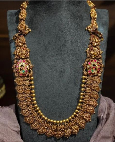 Antique Kasu Mala, Kasina Sara Jewellery, Kasina Sara Antique, Muhurtham Jewellery, Kasu Mala, Haram Designs, Gold Haram, Long Haram, Indian Wedding Jewelry Sets