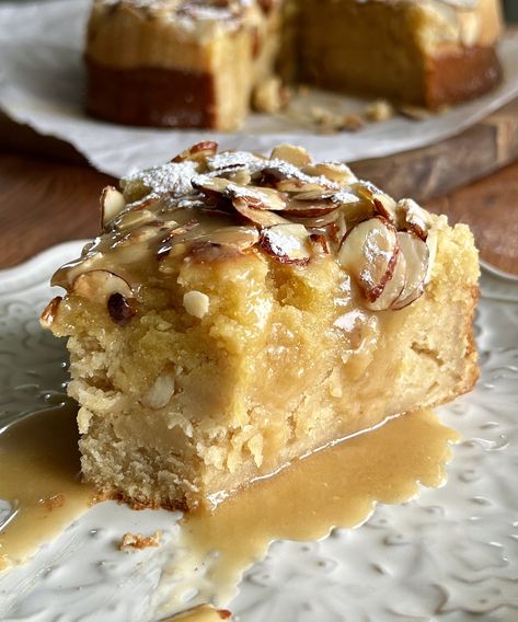 Gooey Almond Croissant Sourdough Coffee Cake — Well Made by Kiley Sourdough Breakfast Cake, Coffee Cake Sourdough, Sourdough Discard Cake, Almond Croissant Cake, Sour Dough Croissant, Sourdough Discard Croissants, Sourdough Discard Coffee Cake, Almond Croissant Coffee Cake, Croissant Sourdough