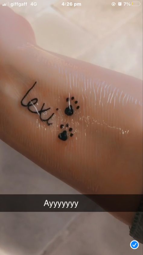 Dog Died Tattoo Ideas, Meaningful Tattoos For Lost Dog, Tattoos For Lost Dogs, Tattoo For Dead Dog, Dead Pet Tattoo, Small Tattoos For Dogs That Passed, Lost Dog Tattoo, Dog Name Tattoo Ideas, Tattoo Ideas For Dogs That Have Passed