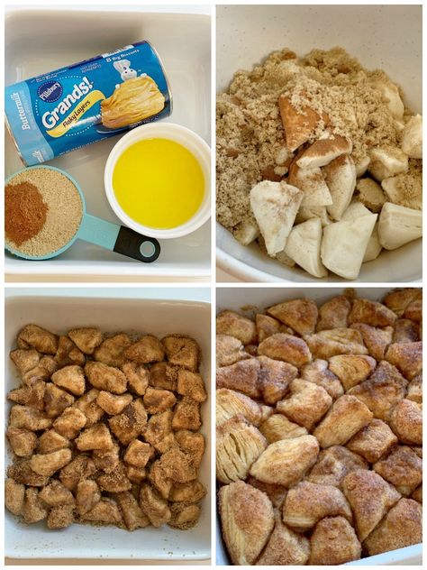 Easy Cinnamon Roll Casserole, Grand Biscuit Recipes, Cinnamon Roll Bites, Cinnamon Bites, Biscuit Cinnamon Rolls, Make Biscuits, Cinnamon Biscuits, Cinnamon Roll Muffins, Cinnamon Roll Casserole