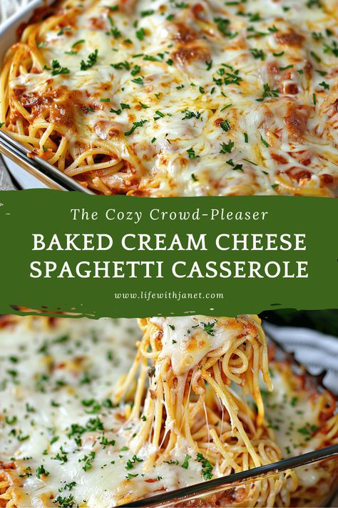 Baked Cream Cheese Spaghetti Casserole Cream Cheese Spaghetti Casserole, Baked Cream Cheese, Cream Cheese Spaghetti, Easy Baked Spaghetti, Spaghetti Casserole Recipe, Baked Cream Cheese Spaghetti, Baked Spaghetti Casserole, Spaghetti Recipes Easy, Baked Spaghetti Recipe